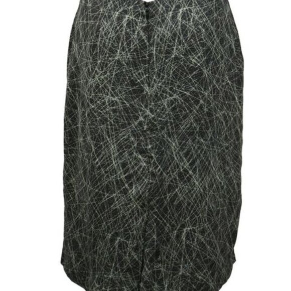 Abstract Print Pleated Midi Skirt in Black Silk - Picture 7 of 7